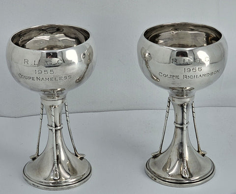 - CHARLES S GREEN & CO. - Coupes Trophées De Golf En Argent Massif Anglais