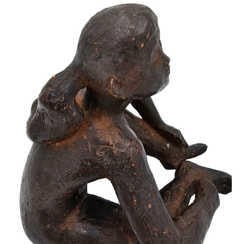 Olivier Pettit - Rare Sculpture Seated Nude Woman