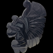 Grande Sculpture Guerrier En Obsidienne