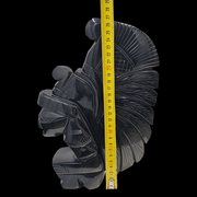 Grande Sculpture Guerrier En Obsidienne