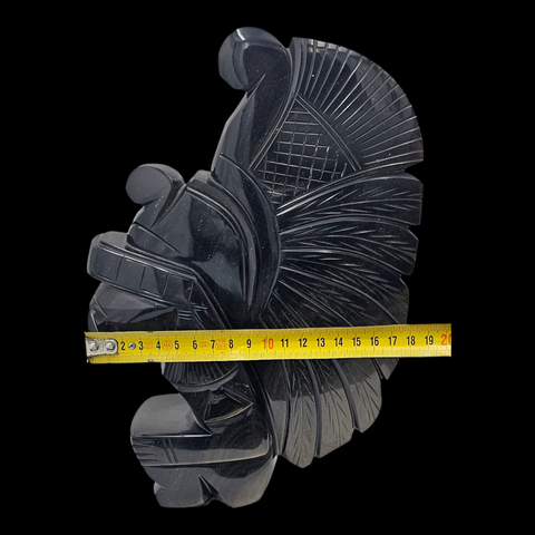 Grande Sculpture Guerrier En Obsidienne