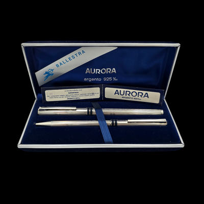 Coffret Stylo Plume Et Bille En Argent Massif Aurora