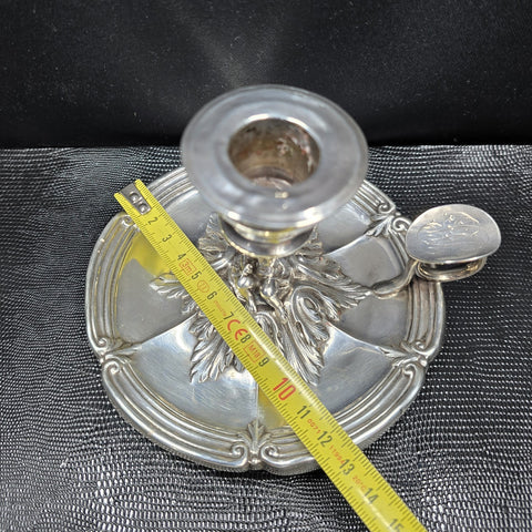 Antique Solid Silver Hand Candlestick, Cherub, Doutre Roussel