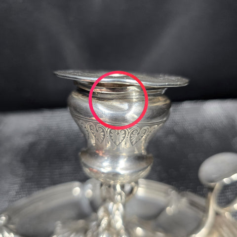 Antique Solid Silver Hand Candlestick, Cherub, Doutre Roussel