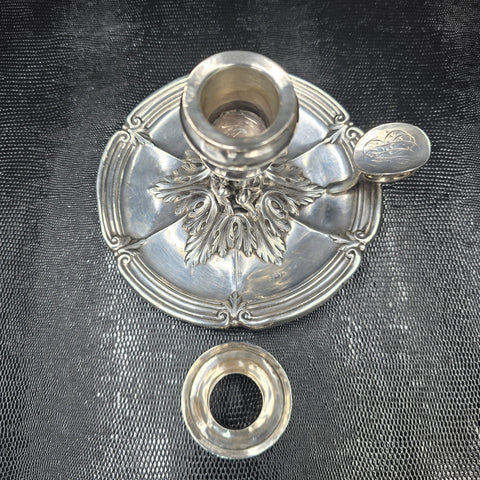 Antique Solid Silver Hand Candlestick, Cherub, Doutre Roussel