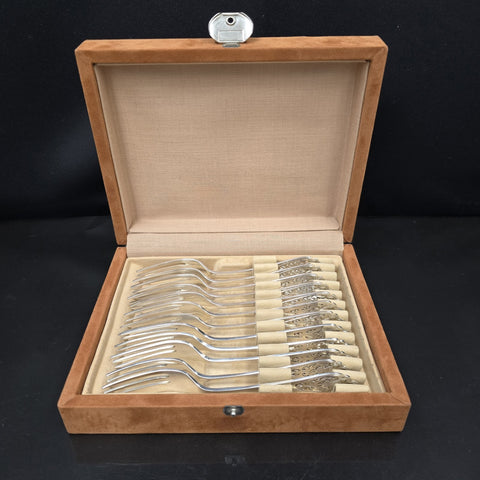 Francis Howard Sterling Silver, Openwork Cake Forks x12
