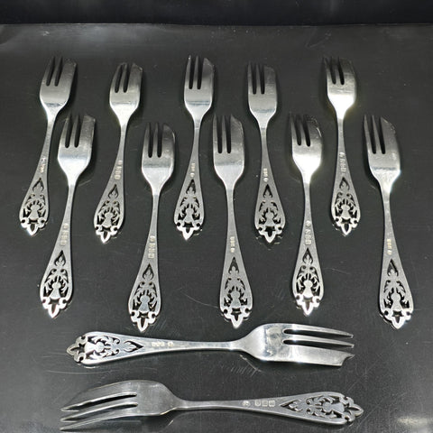 Francis Howard Sterling Silver, Openwork Cake Forks x12