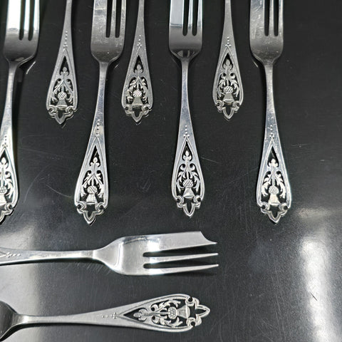 Francis Howard Sterling Silver, Openwork Cake Forks x12