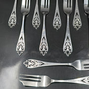 Francis Howard Sterling Silver, Openwork Cake Forks x12