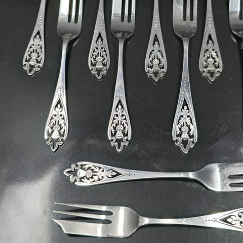 Francis Howard Sterling Silver, Openwork Cake Forks x12