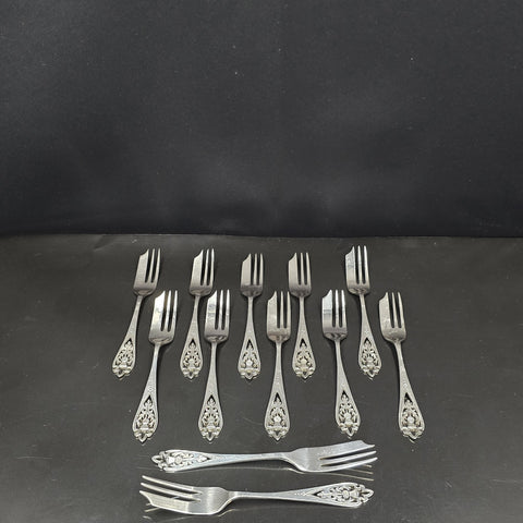 Francis Howard Sterling Silver, Openwork Cake Forks x12