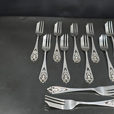 Francis Howard Sterling Silver, Openwork Cake Forks x12