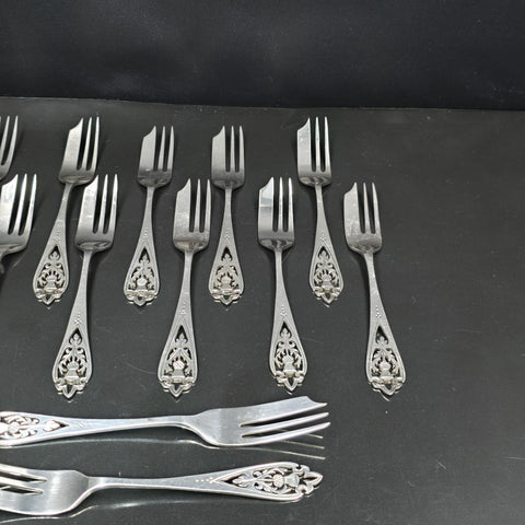 Francis Howard Sterling Silver, Openwork Cake Forks x12