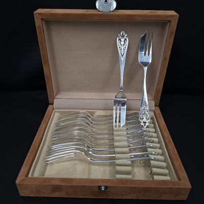 Francis Howard Sterling Silver, Openwork Cake Forks x12