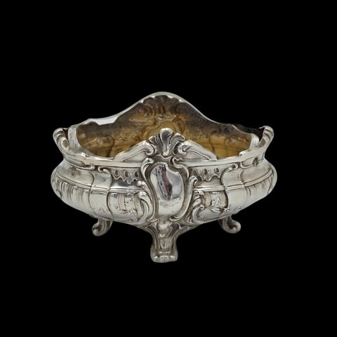 Henri Soufflot Rococo Pair of Solid Silver Salt Cellars