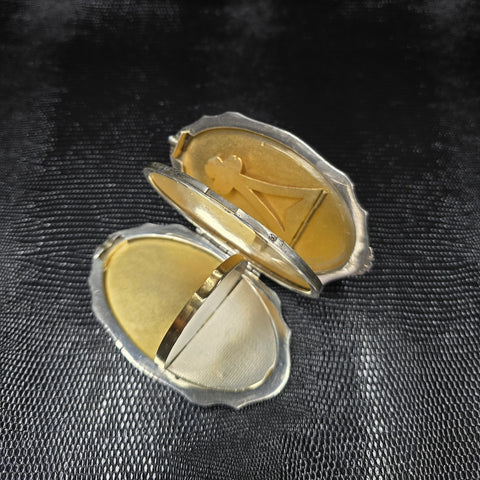 Antique Solid Silver and Enamel Powder Compact