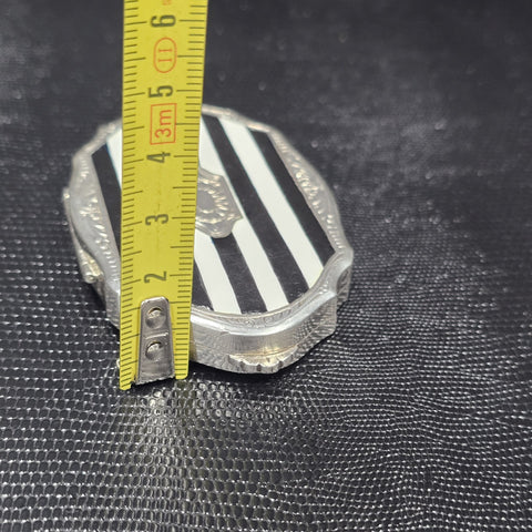 Antique Solid Silver and Enamel Powder Compact