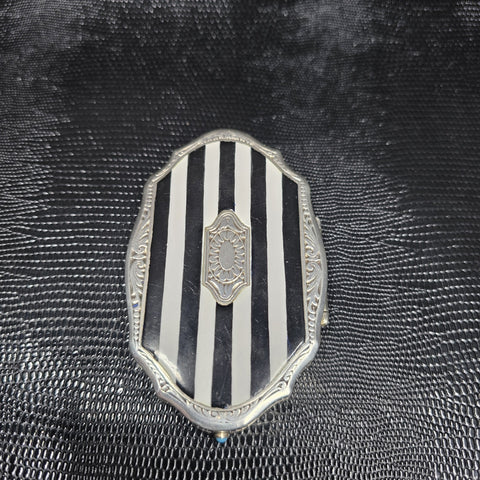 Antique Solid Silver and Enamel Powder Compact