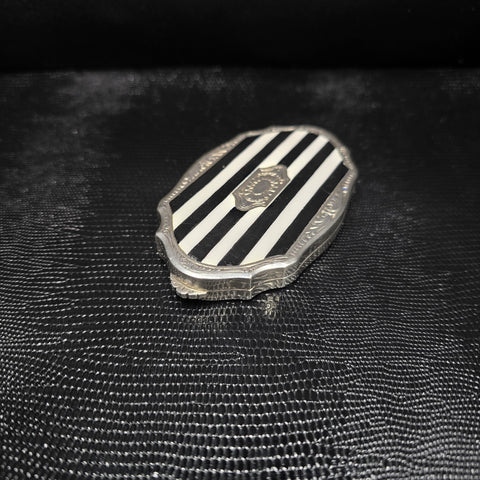 Antique Solid Silver and Enamel Powder Compact