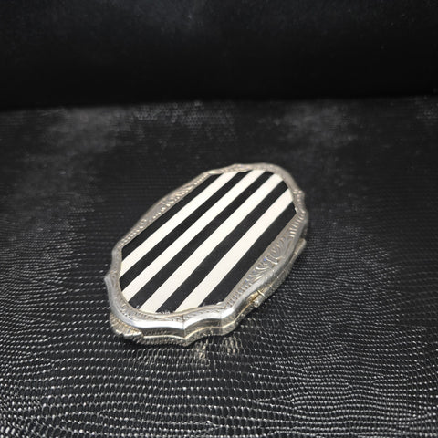 Antique Solid Silver and Enamel Powder Compact