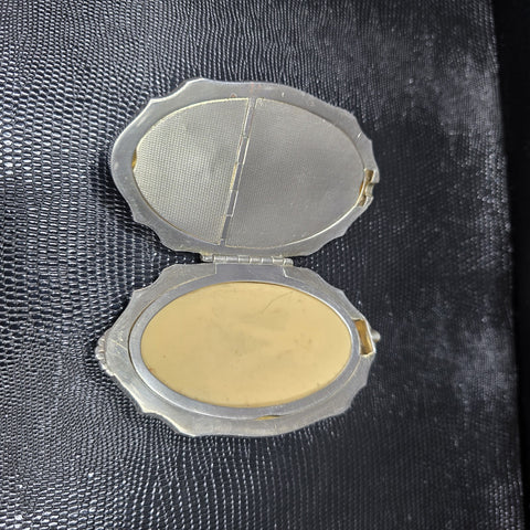 Antique Solid Silver and Enamel Powder Compact