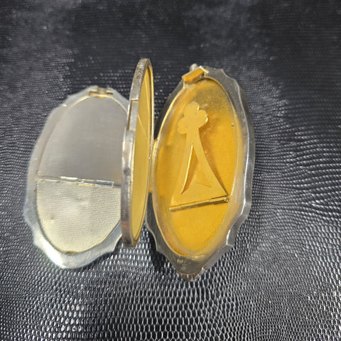 Antique Solid Silver and Enamel Powder Compact