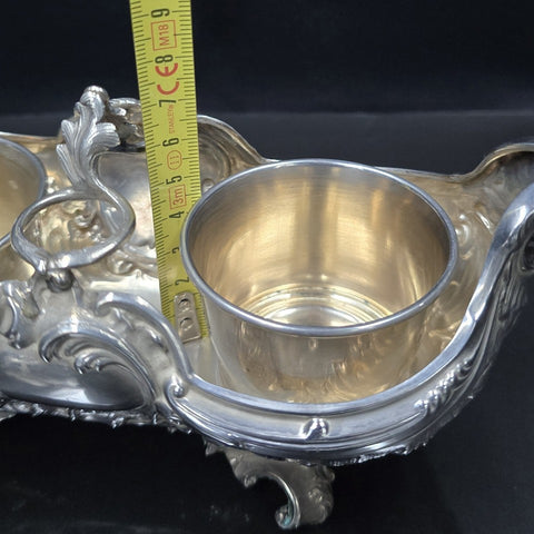 Flamant &amp; Fils, Solid silver oil and vinegar cruet mount, Rococo