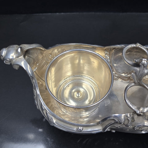 Flamant &amp; Fils, Solid silver oil and vinegar cruet mount, Rococo