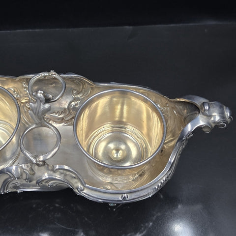Flamant &amp; Fils, Solid silver oil and vinegar cruet mount, Rococo