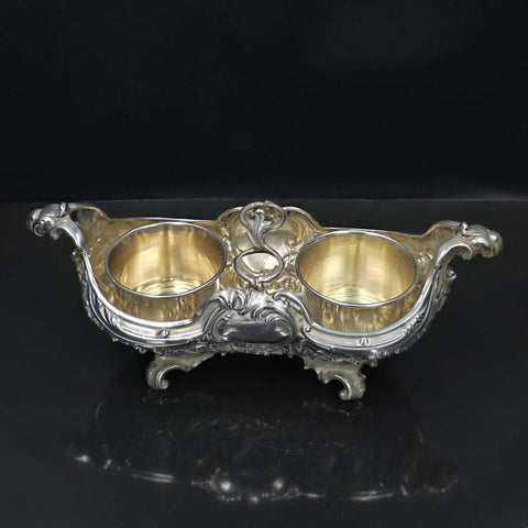 Flamant &amp; Fils, Solid silver oil and vinegar cruet mount, Rococo