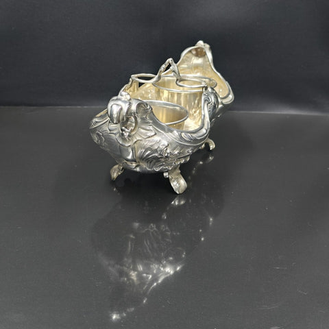 Flamant &amp; Fils, Solid silver oil and vinegar cruet mount, Rococo