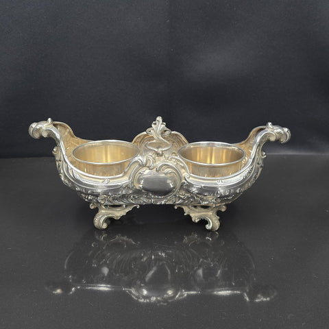Flamant &amp; Fils, Solid silver oil and vinegar cruet mount, Rococo
