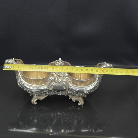 Flamant &amp; Fils, Solid silver oil and vinegar cruet mount, Rococo