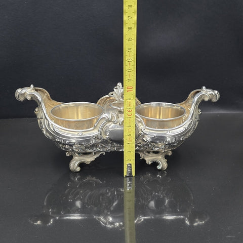 Flamant &amp; Fils, Solid silver oil and vinegar cruet mount, Rococo