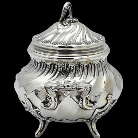 - Léon Champenois - Magnifique Sucrier XIXe en argent massif style Louis XV, French Sterling