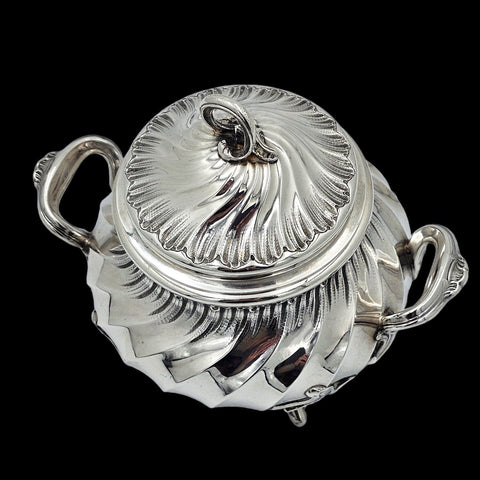 - Léon Champenois - Magnifique Sucrier XIXe en argent massif style Louis XV, French Sterling