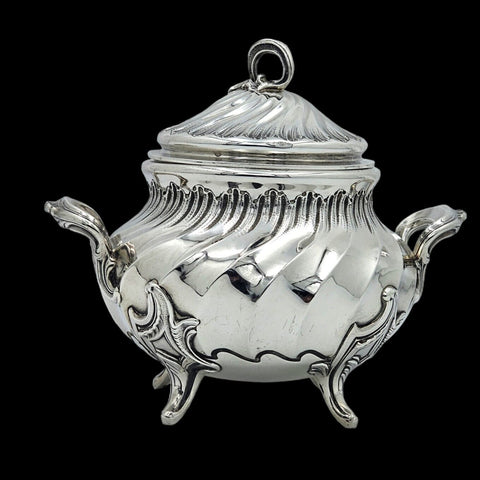 - Léon Champenois - Magnifique Sucrier XIXe en argent massif style Louis XV, French Sterling