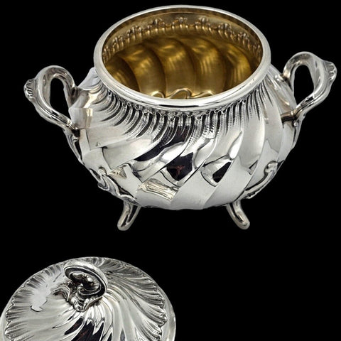 - Léon Champenois - Magnifique Sucrier XIXe en argent massif style Louis XV, French Sterling