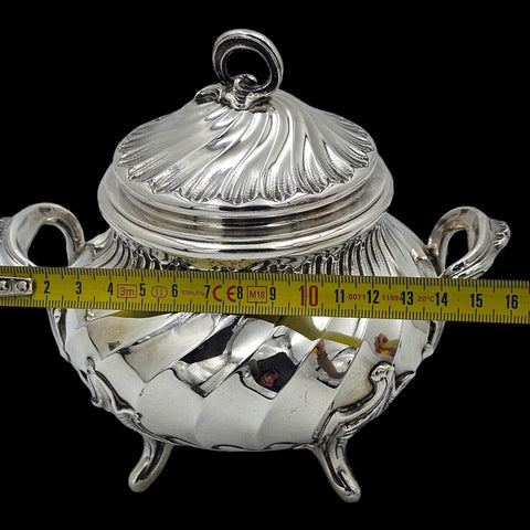 - Léon Champenois - Magnifique Sucrier XIXe en argent massif style Louis XV, French Sterling