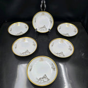 Bernardaud, Dessert Plates, Pastoral Collection in Grisaille Limoges