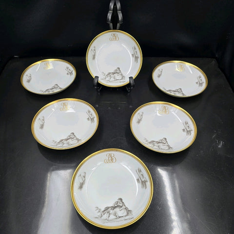 Bernardaud, Dessert Plates, Pastoral Collection in Grisaille Limoges