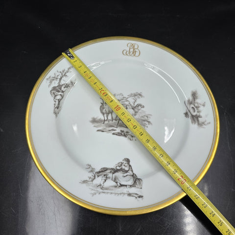 Bernardaud, Dessert Plates, Pastoral Collection in Grisaille Limoges