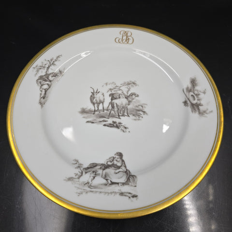 Bernardaud, Dessert Plates, Pastoral Collection in Grisaille Limoges