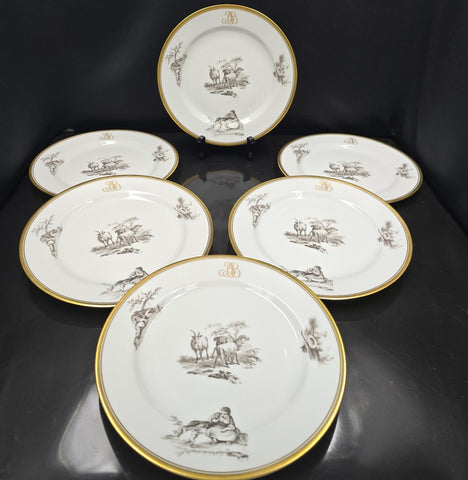 Bernardaud, Dessert Plates, Pastoral Collection in Grisaille Limoges