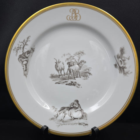 Bernardaud, Dessert Plates, Pastoral Collection in Grisaille Limoges