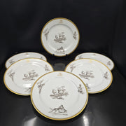 Bernardaud, Dessert Plates, Pastoral Collection in Grisaille Limoges
