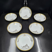 Bernardaud, Small Bread Plates, Pastoral Collection in Grisaille Limoges