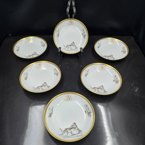 Bernardaud, Small Bread Plates, Pastoral Collection in Grisaille Limoges