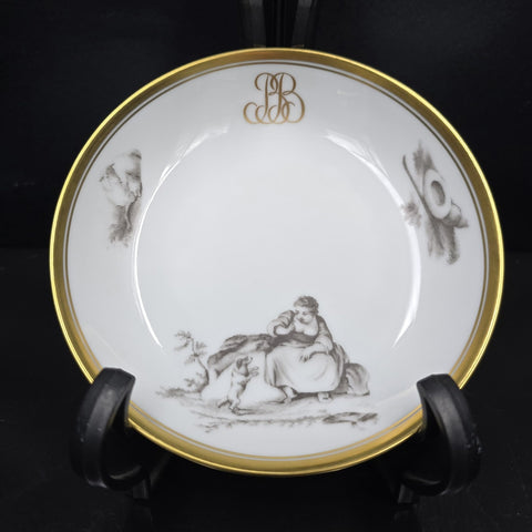 Bernardaud, Small Bread Plates, Pastoral Collection in Grisaille Limoges