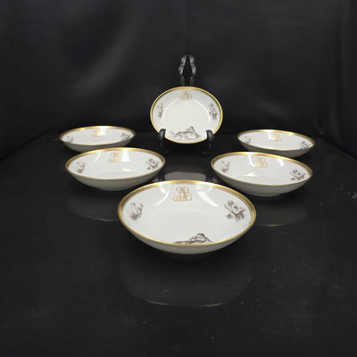 Bernardaud, Small Bread Plates, Pastoral Collection in Grisaille Limoges